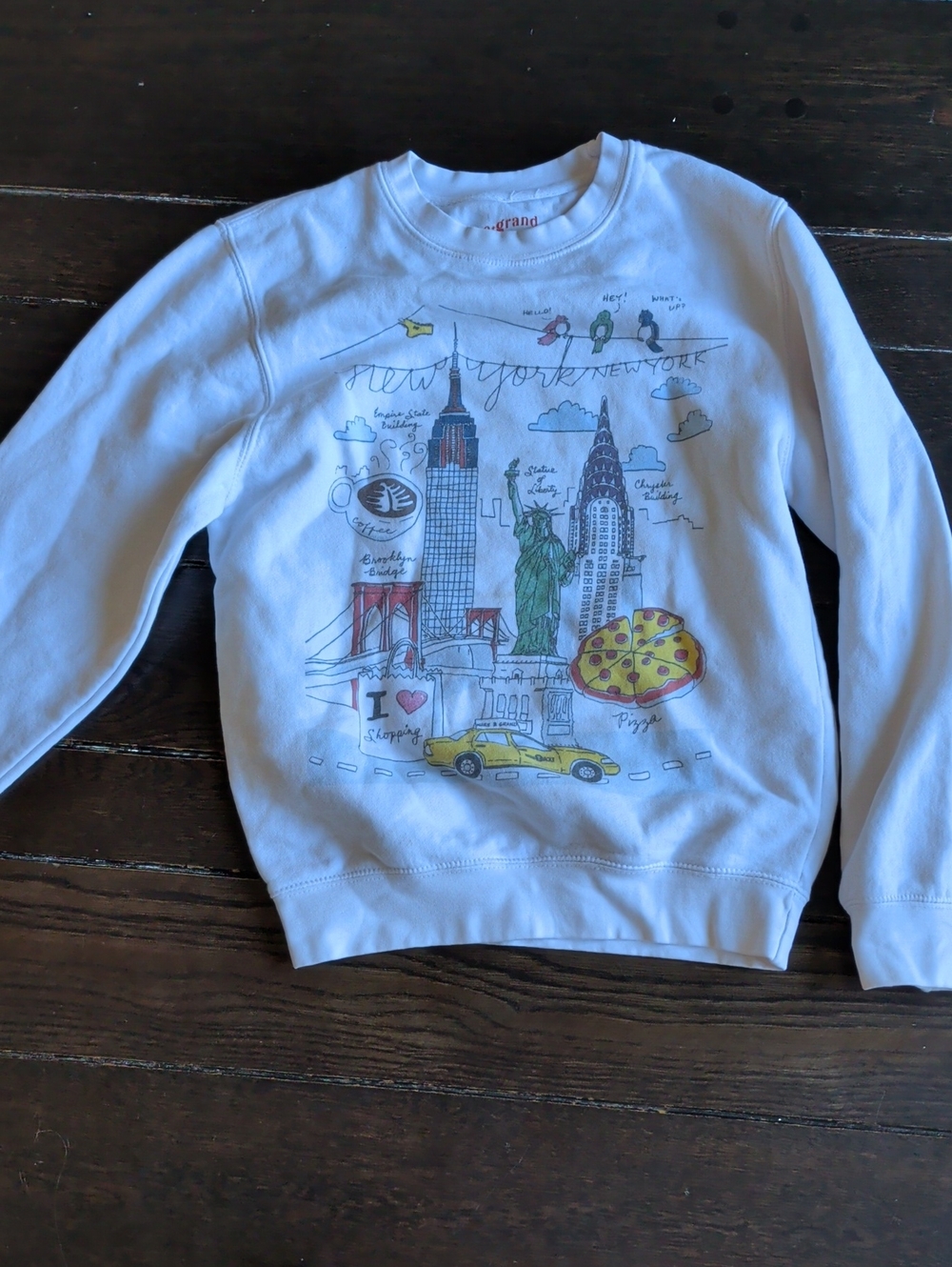 White New York Graphic Sweatshirt Jacket